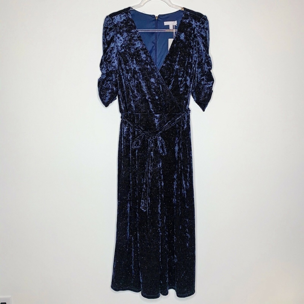 Chelsea28 Jumpsuit Blue Sparkle Wide Leg Velvet - Picture 3 of 5